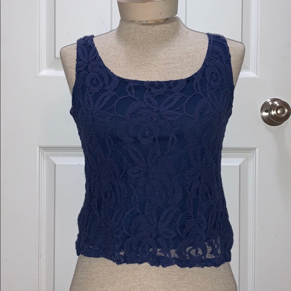 Blue Lace Crop Top